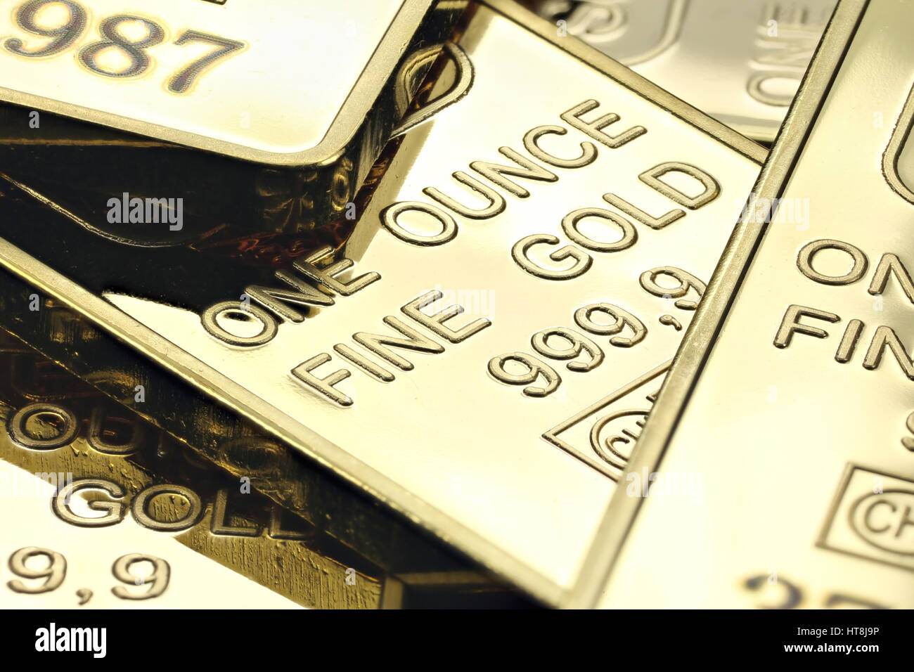 1 ounce gold ingots Stock Photo Alamy