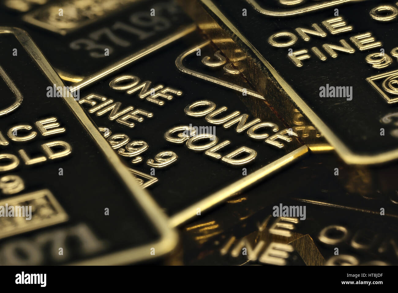 1 ounce gold ingots Stock Photo Alamy