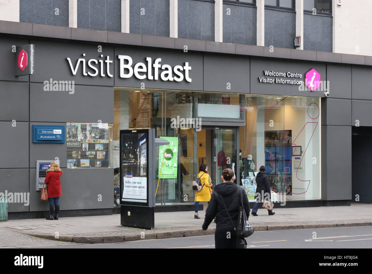 The 'Visit Belfast' tourist information and welcome centre in Belfast city centre, Northern Ireland. Stock Photo