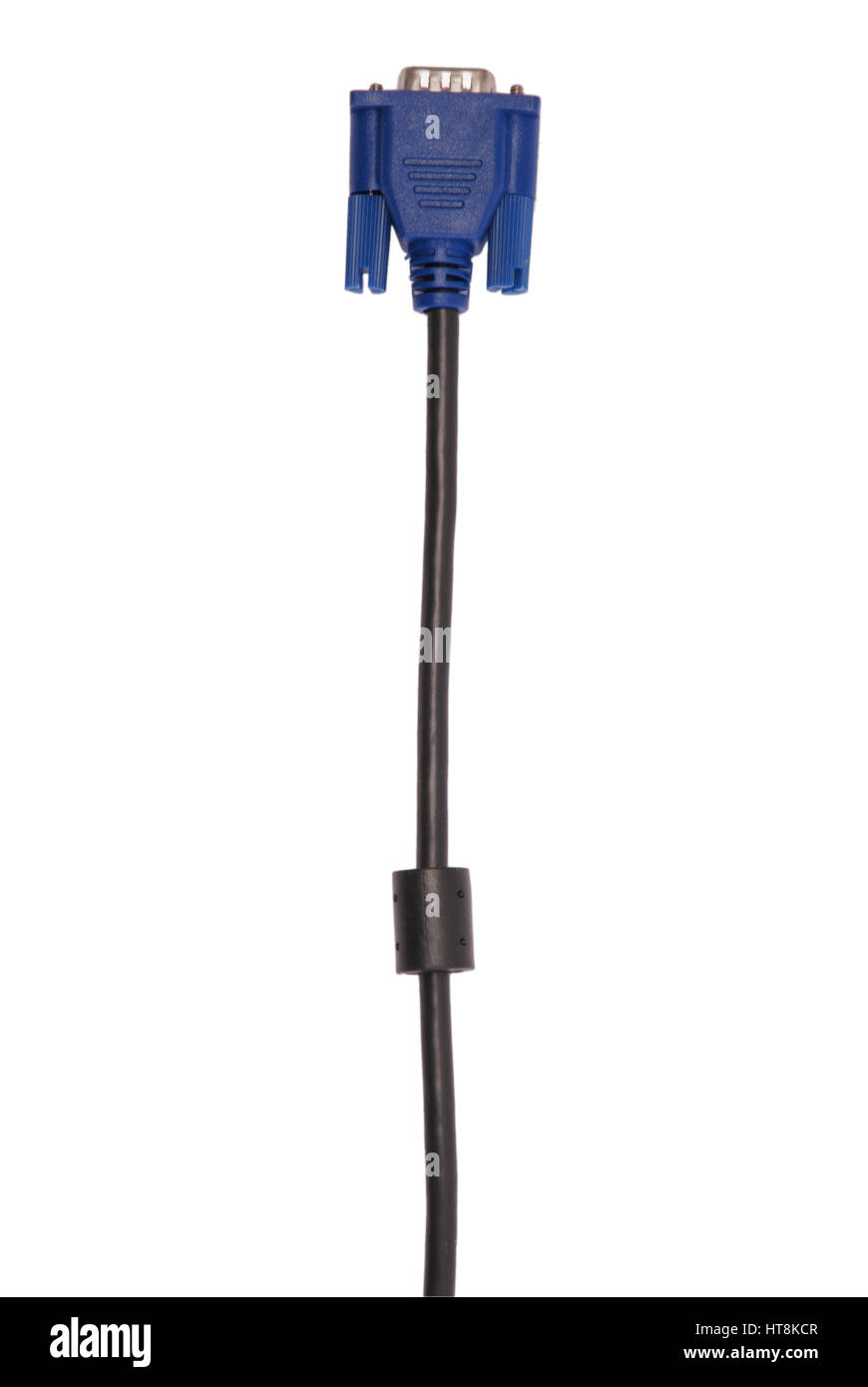 Black and blue VGA cable use for the connect monitor isolated on white