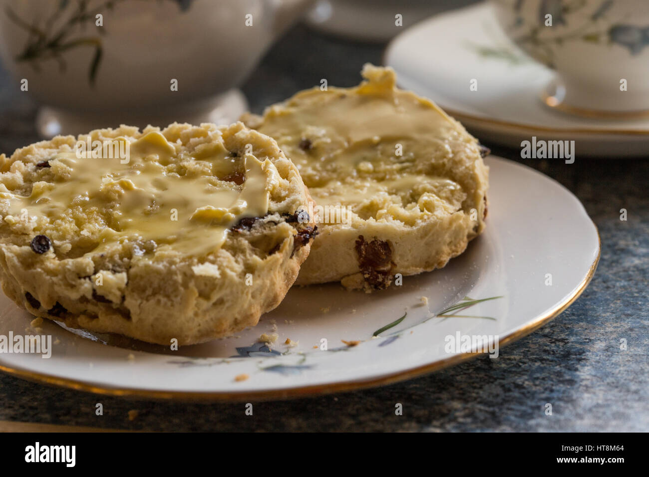 Buttered fruit scone hi-res stock photography and images - Alamy