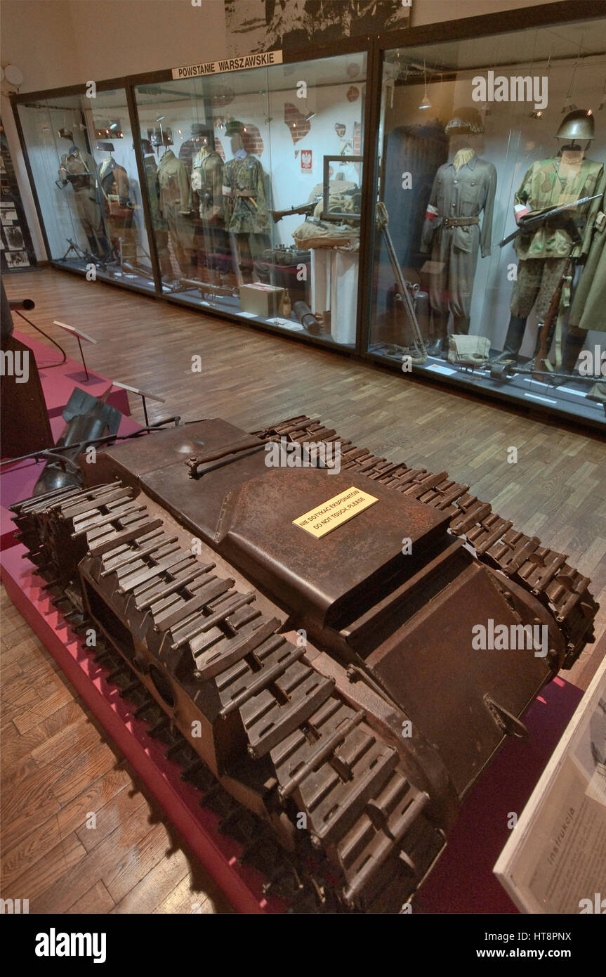 Goliath, WW2 German remote-controlled caterpillar-tracked, explosive device vehicle used in 1944 Warsaw Uprising, Polish Army Museum in Warsaw, Poland Stock Photo