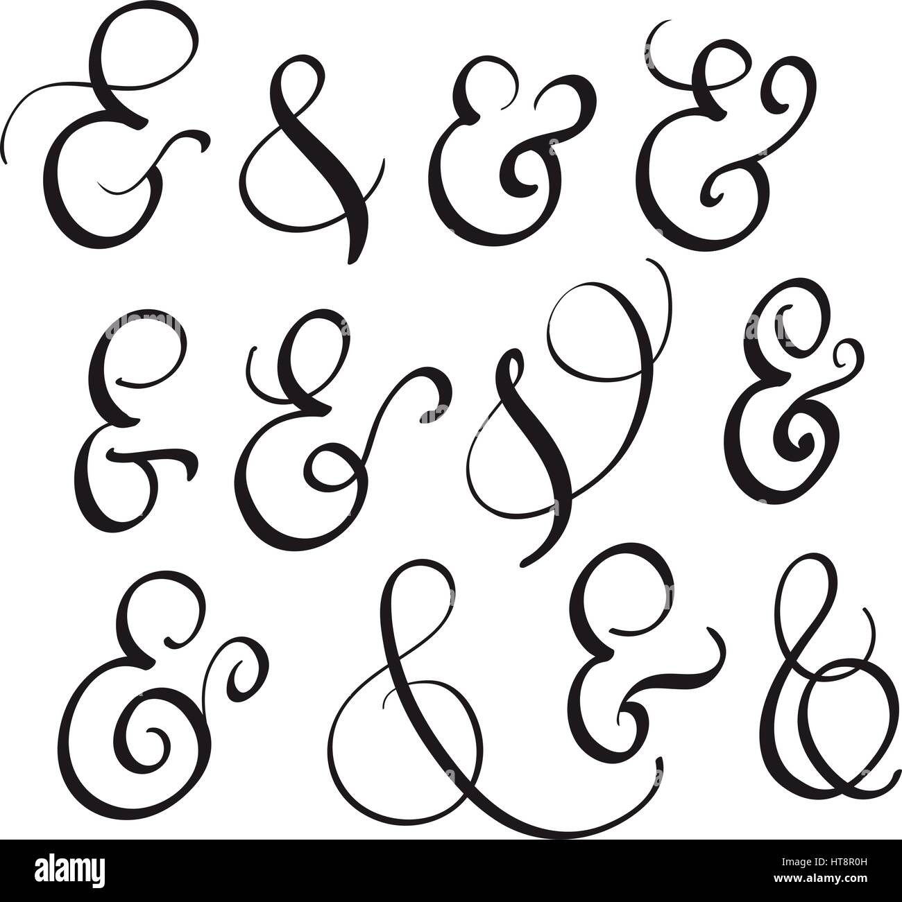 vector set Vintage sign And on white background. Calligraphy lettering ...