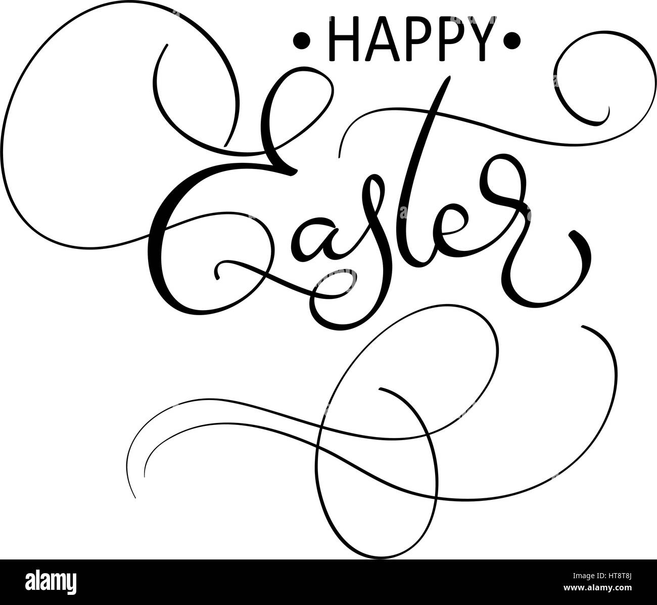 vector happy easter text on white background. Calligraphy lettering Vector illustration EPS10. Stock Vector