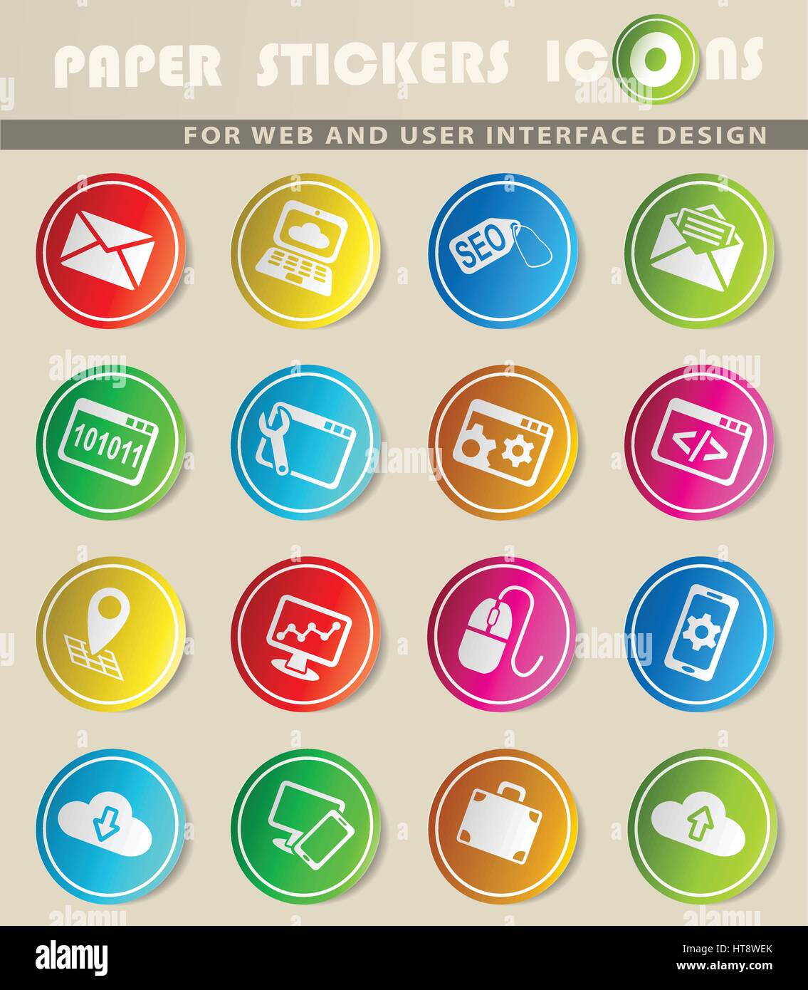 seo and development web icons for user interface design Stock Vector ...