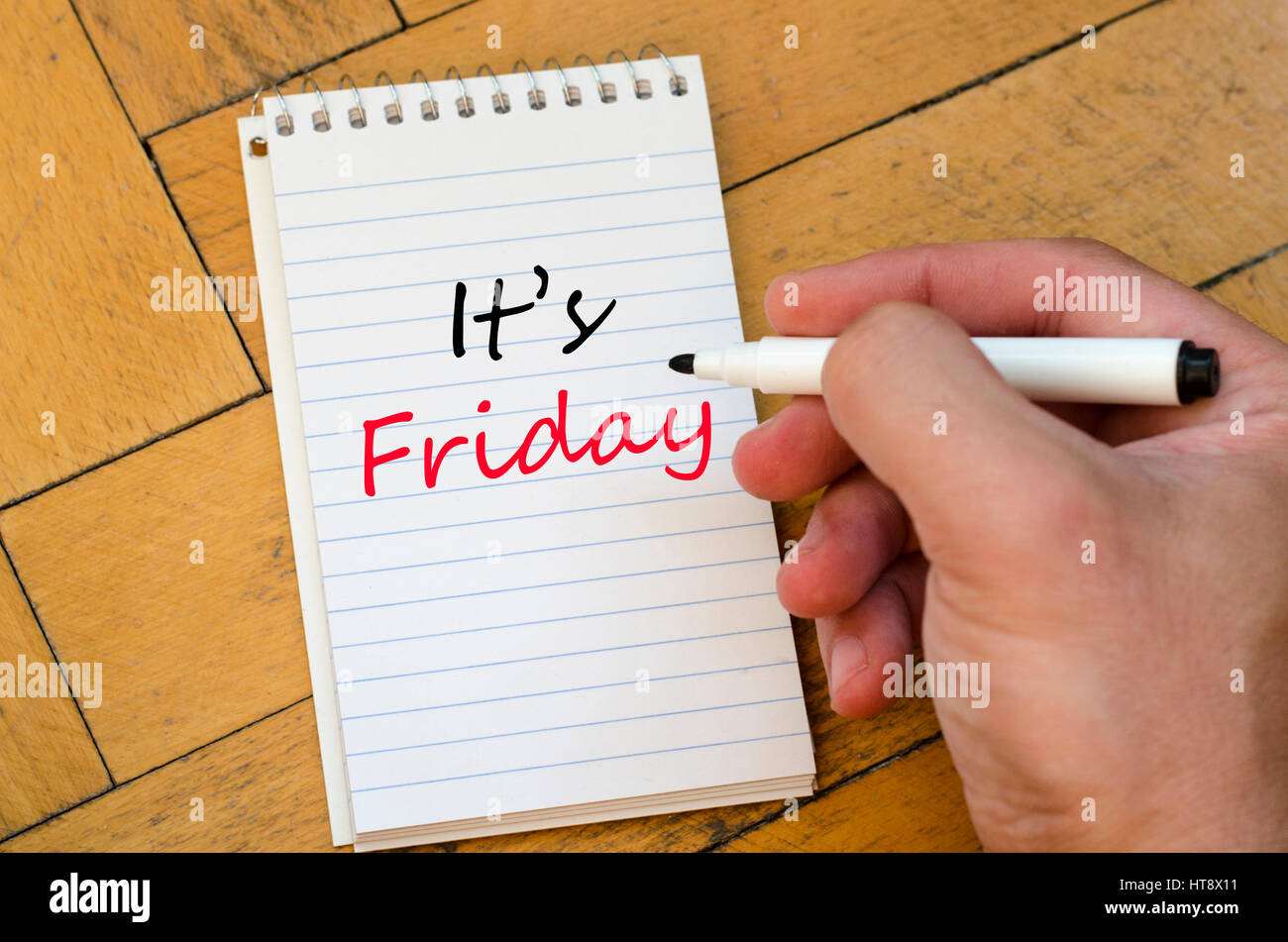 It's friday text concept write on notebook Stock Photo - Alamy
