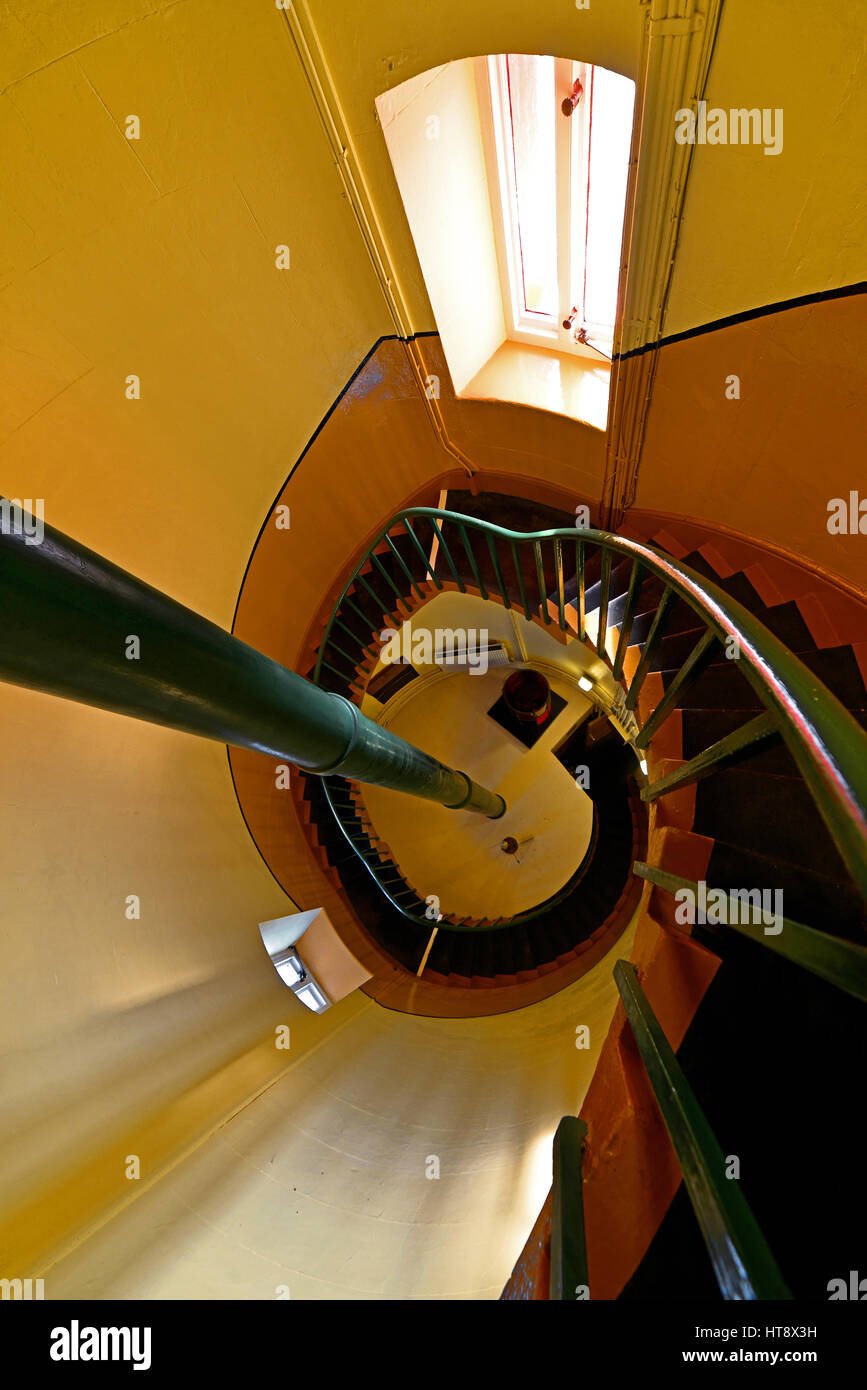 Souter Lighthouse view of stairs and central column South Tyneside Stock Photo Alamy