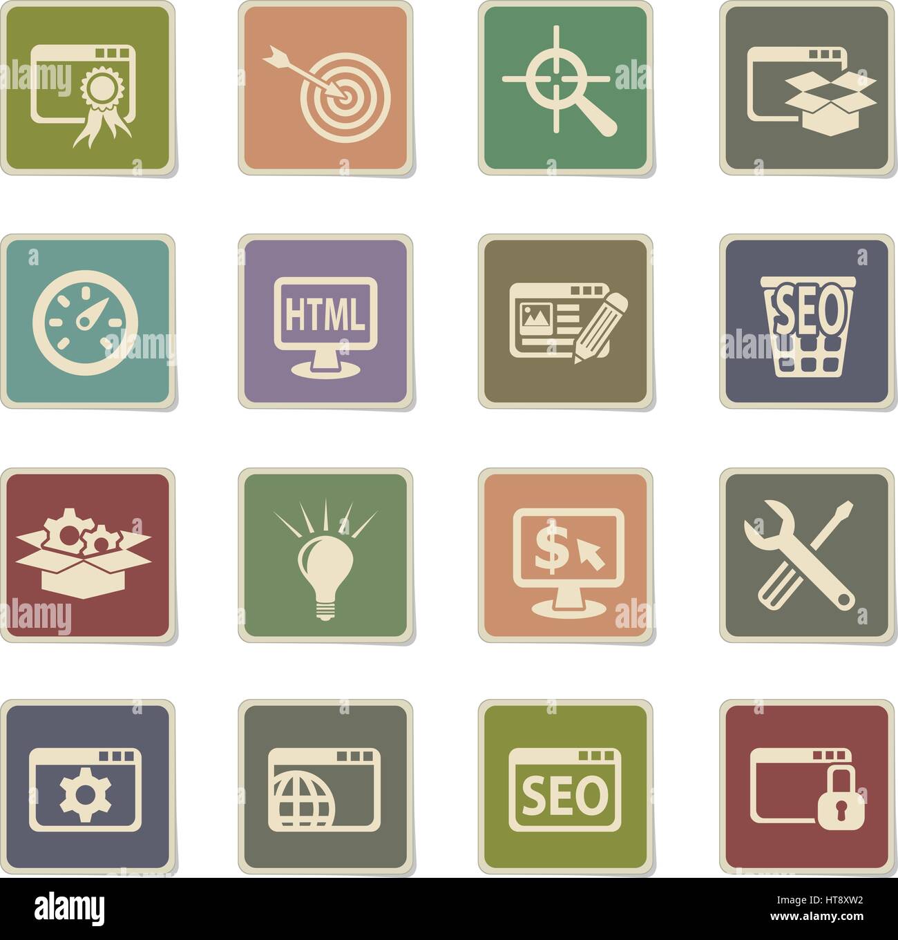 seo and development web icons for user interface design Stock Vector ...