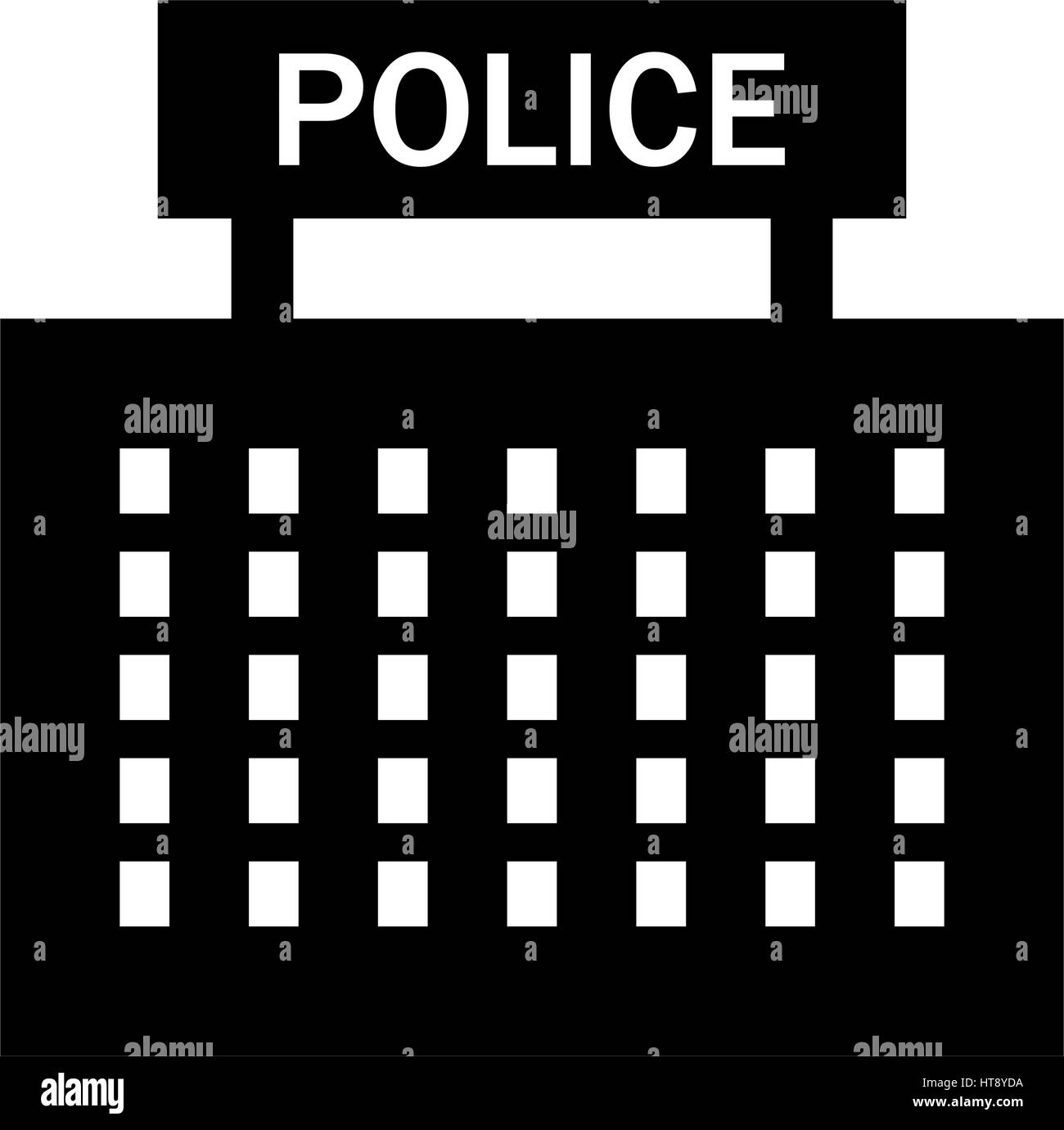 icon police building illustrated on a white background in vector Stock ...