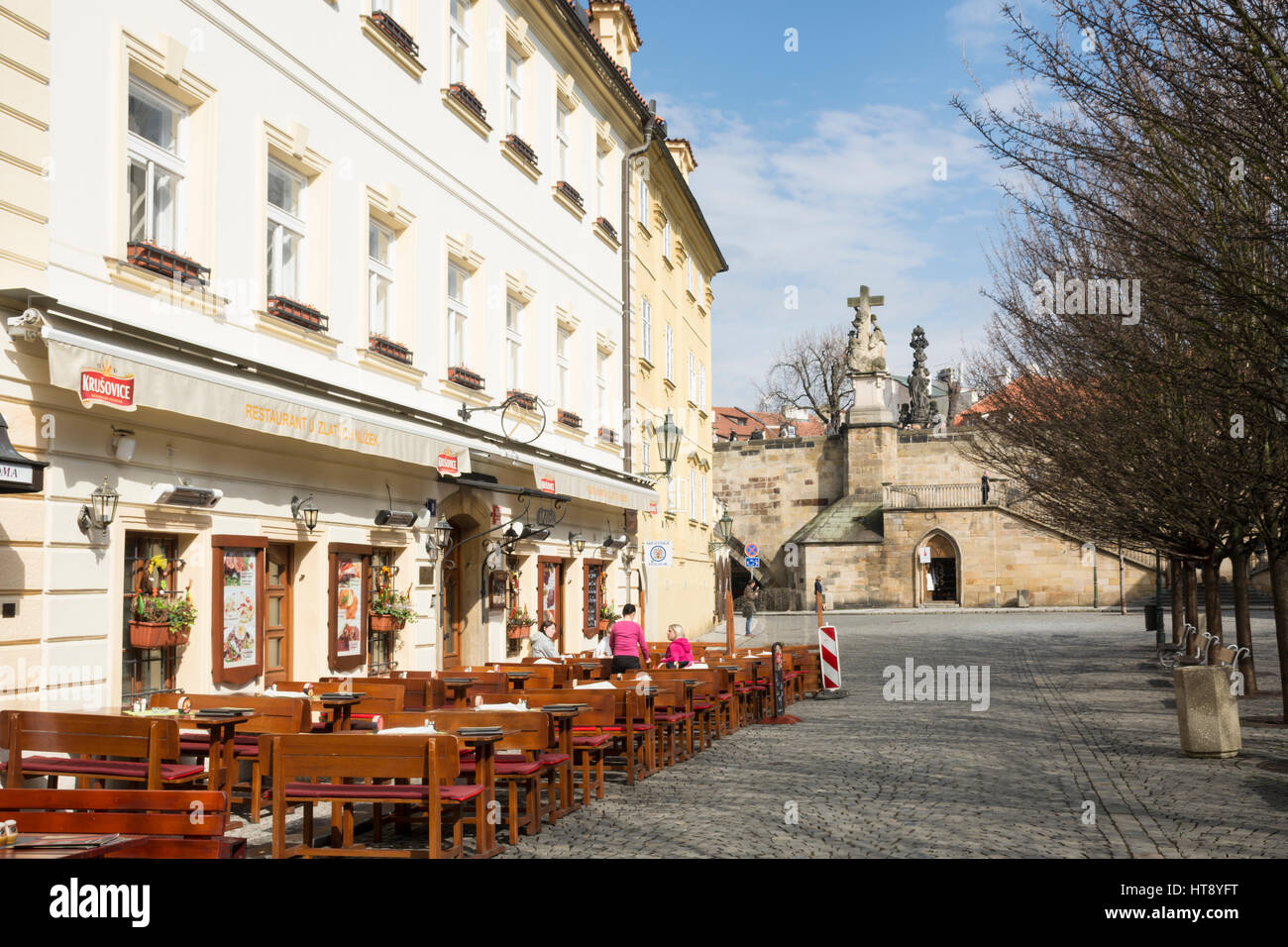 Restaurant near Charles Bridge in Mala Strana, Prague, Czech Republic Stock Photo