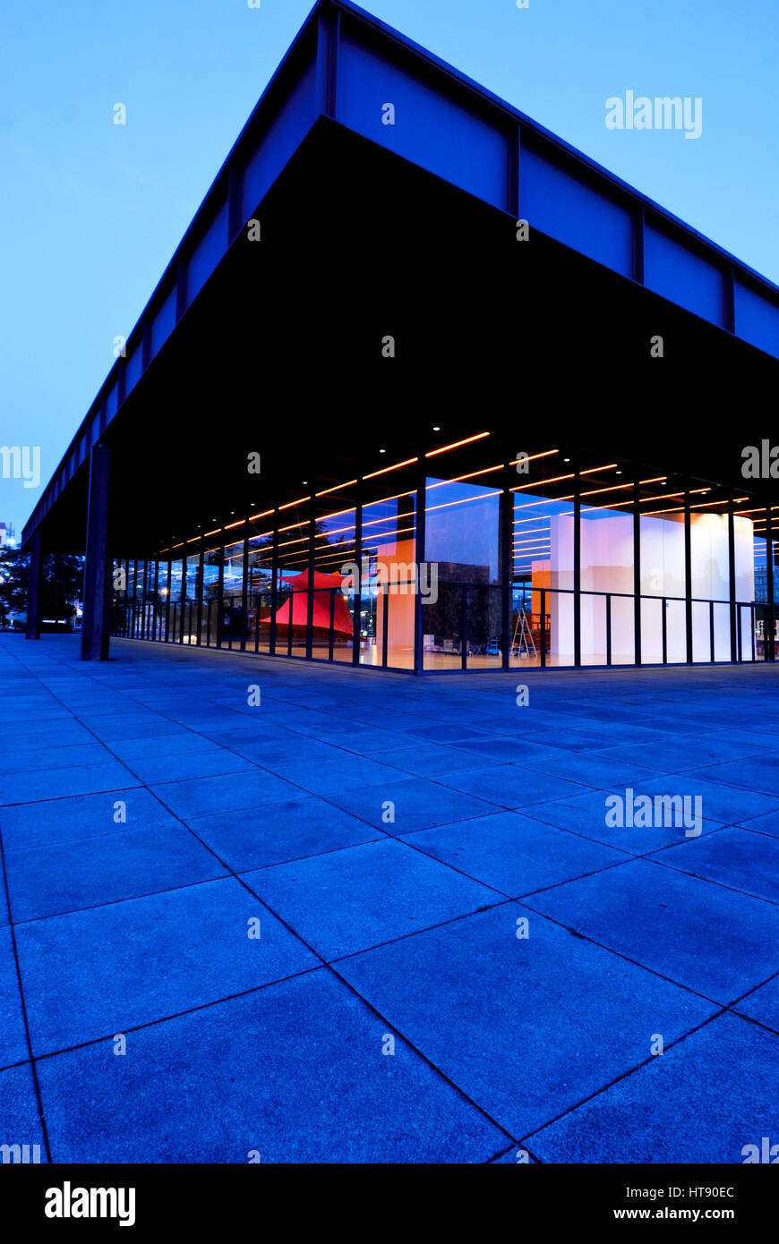 art, architecture, bauhaus, berlin, city, design, europe, evening, gallery, germany, ludwig, mies, mitte, national, national gallery, nationalgalerie, Stock Photo