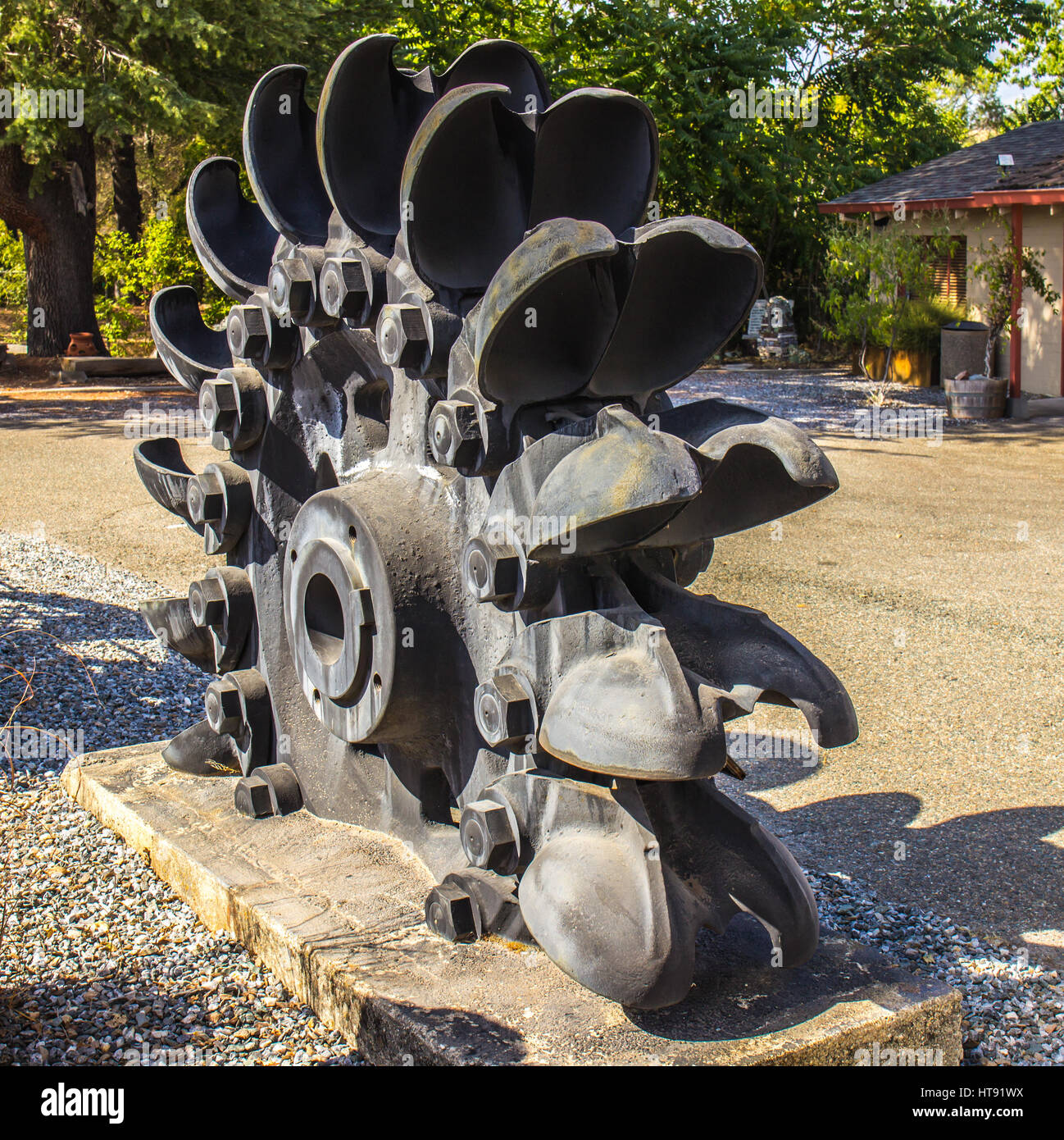 Vintage Iron Scoop Wheel Used In Mining Operations Stock Photo