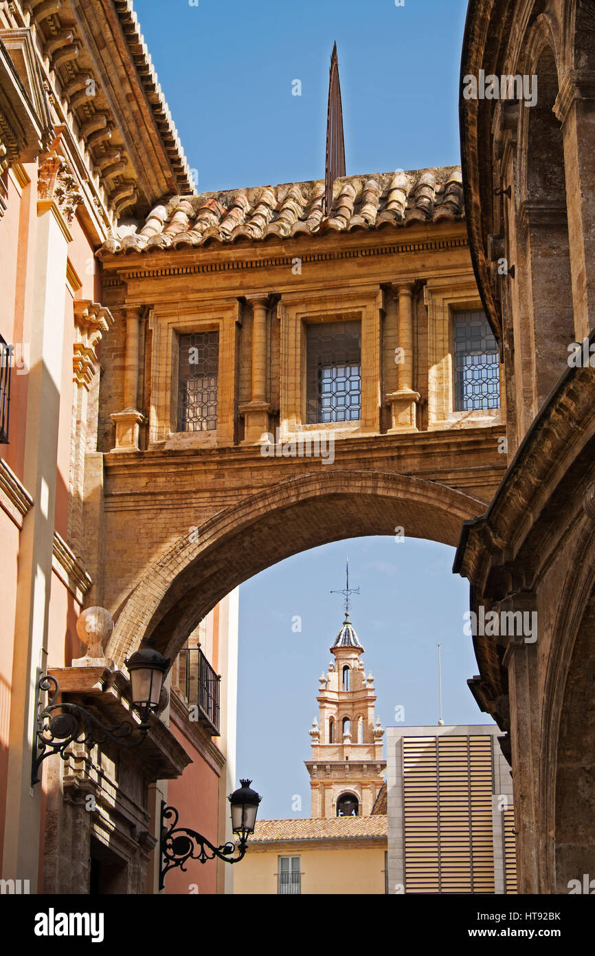Covered Raised Walkway in Valencia, Spain Stock Photo