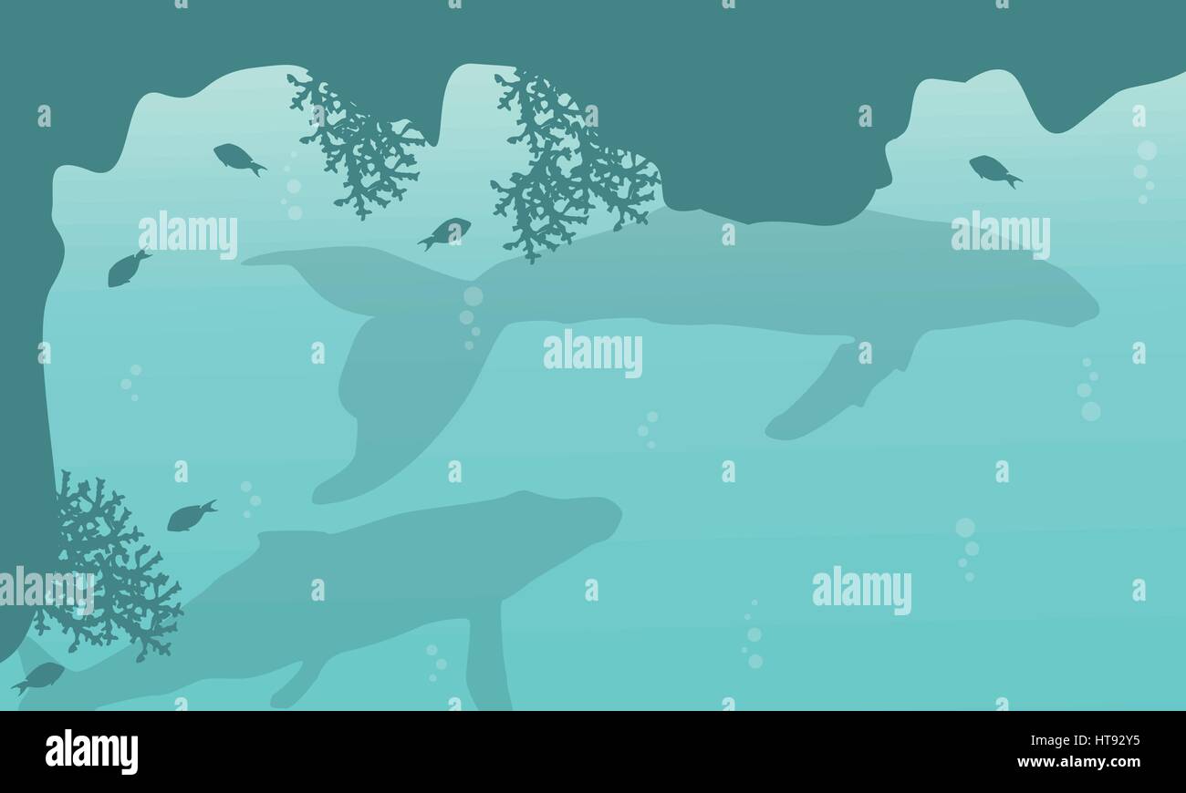 Silhouette of big whale on sea landscape Stock Vector Image & Art - Alamy