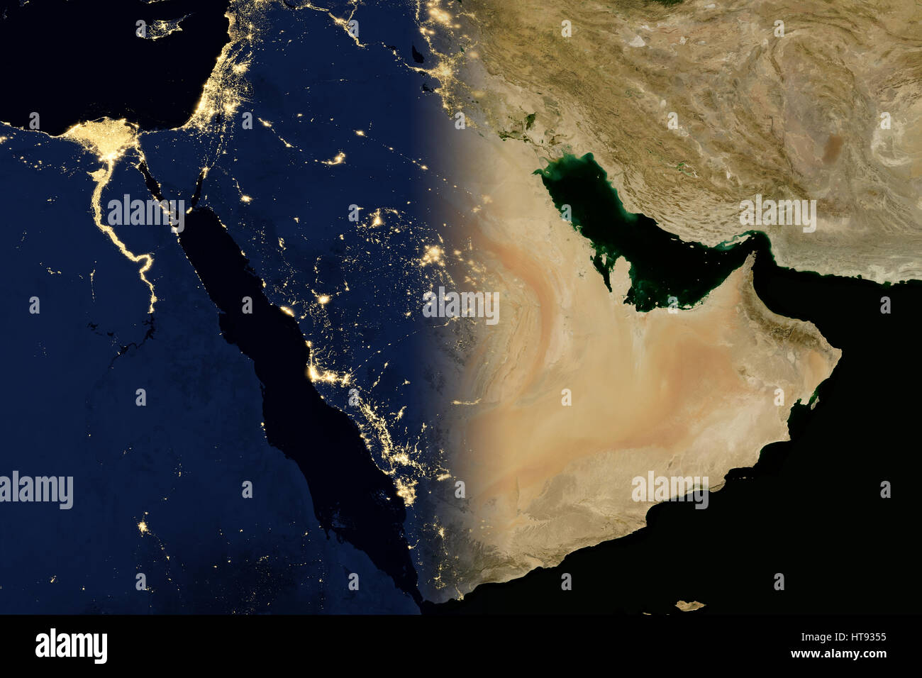 Arabian Peninsula World Map City Lights On World Map Arabian Peninsula Elements Of This Image HT9355