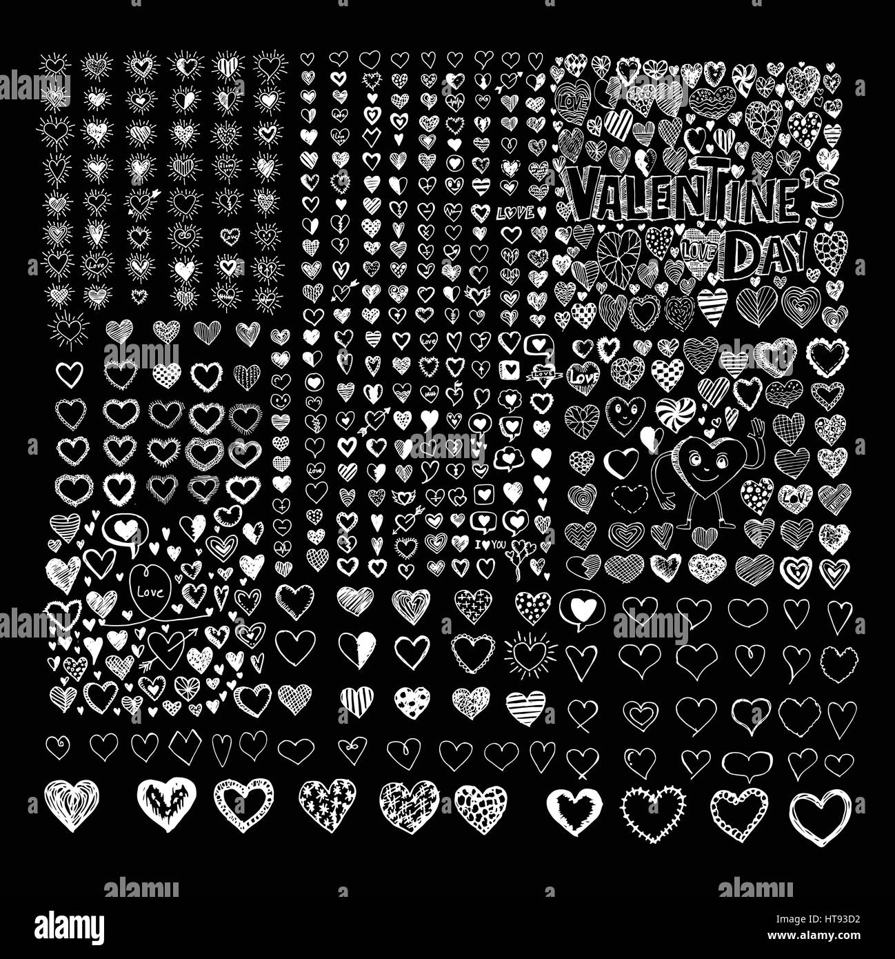Doodle Hearts icon set Hand drawn Illustration design Stock Vector ...