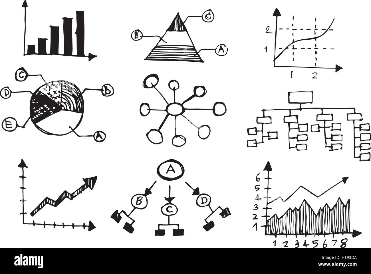 Doodle pie chart icon hi-res stock photography and images - Alamy