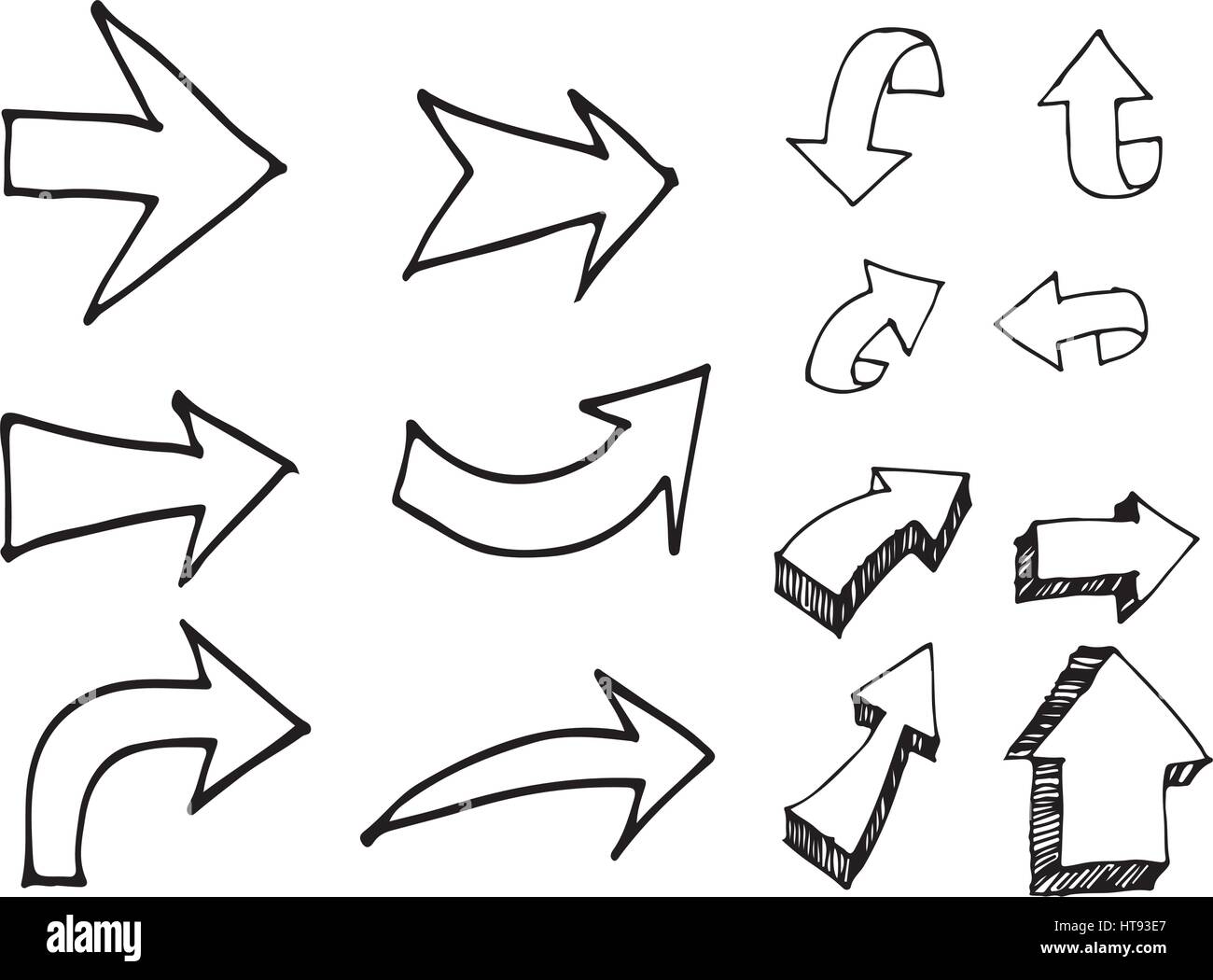 Outline hand drawn arrows hi-res stock photography and images - Alamy