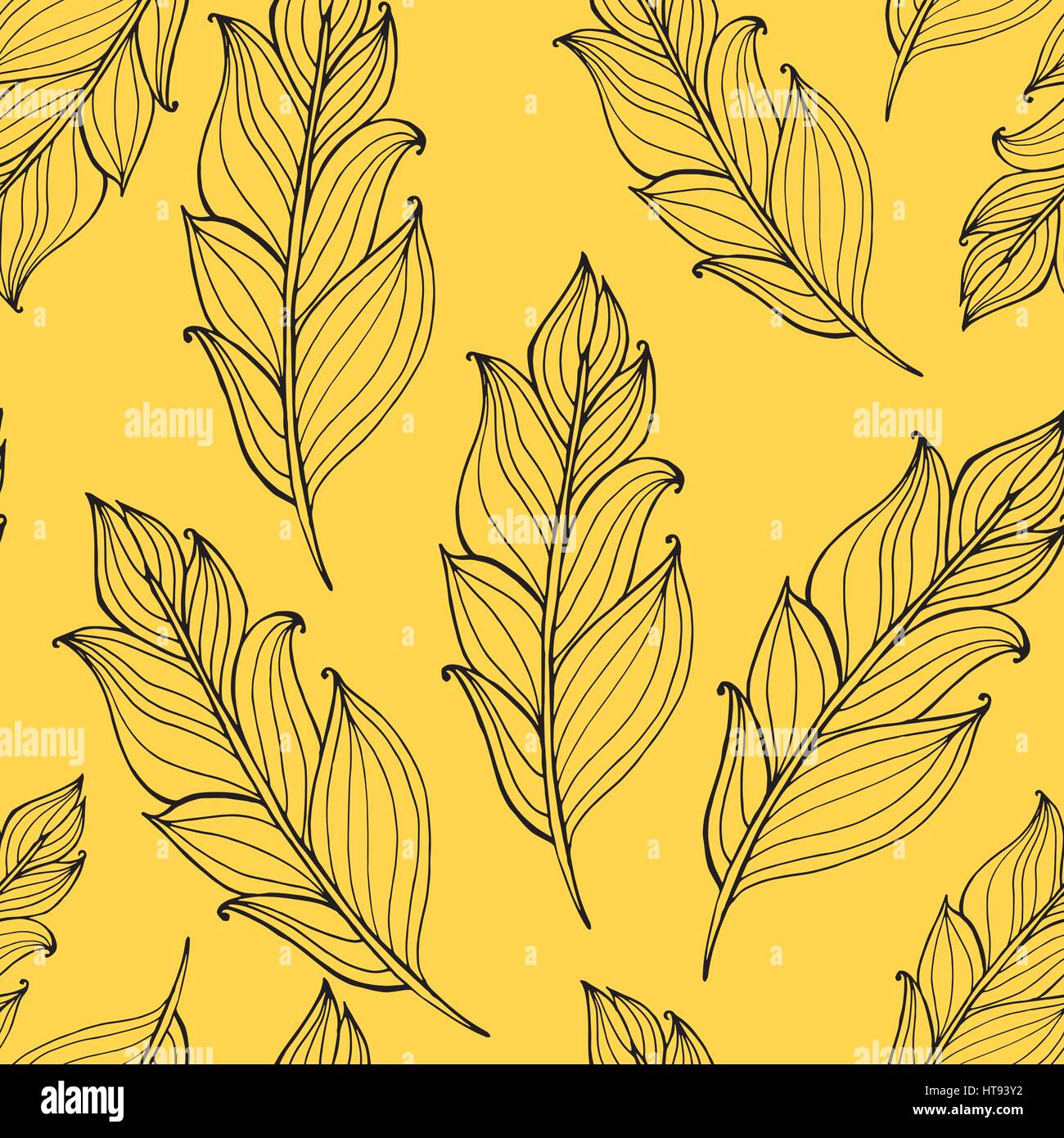 Hand drawn doodle zentangle feather pattern. Vector hand-drawn hipster ...