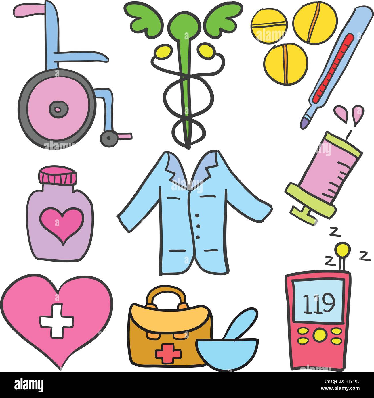 Illustration of element medical doodles Stock Vector Image & Art Alamy