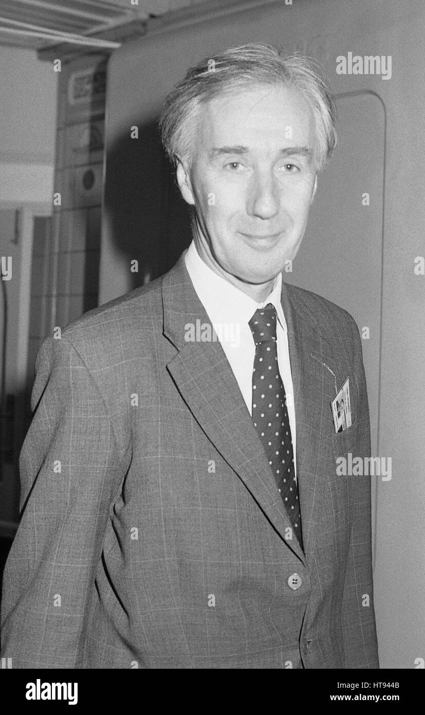 John Ganzoni (Lord Belstead), Conservative party Peer and Leader of the House of Lords, attends the party conference in Blackpool, England on October 10, 1989. Stock Photo