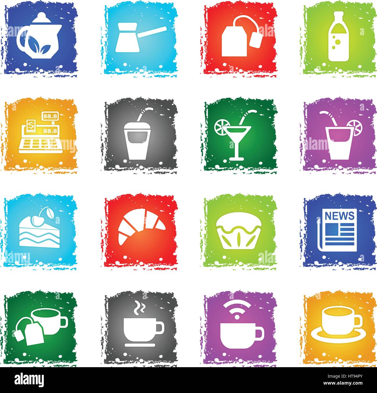 cafe web icons in grunge style for user interface design Stock Vector ...
