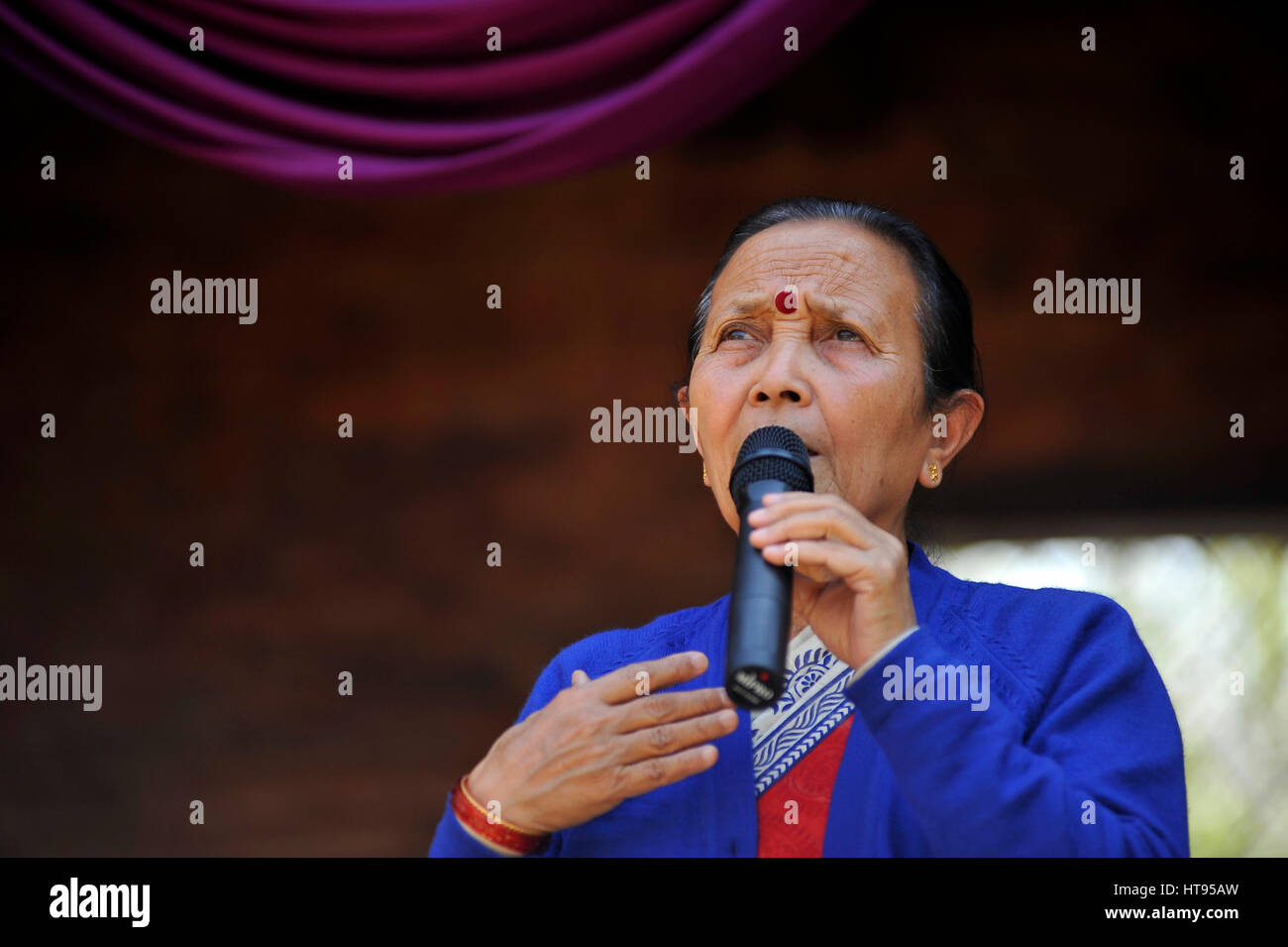Kathmandu, Nepal. 08th Mar, 2017. Anuradha Koirala, the founder of Maiti Nepal giving speech during Maiti Nepal felicitated nine female conductors of Mahanagar Yatayat on 107th International Women's Day at Kathmandu, Nepal on Wednesday, March 08, 2017. Credit: Narayan Maharjan/Pacific Press/Alamy Live News Stock Photo