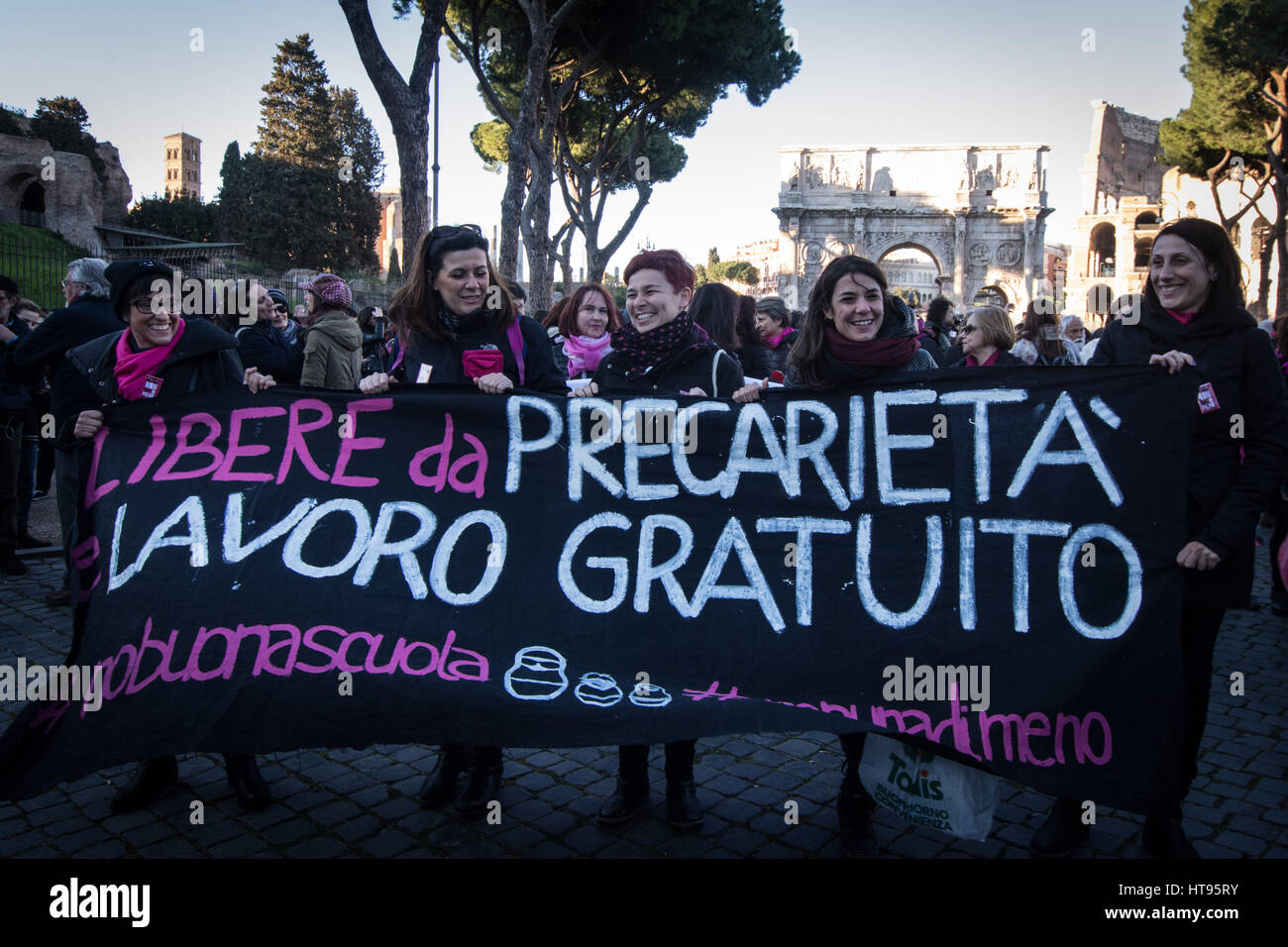 Rome, Italy. 08th Mar, 2017. Demonstration of women for equal rights as ...