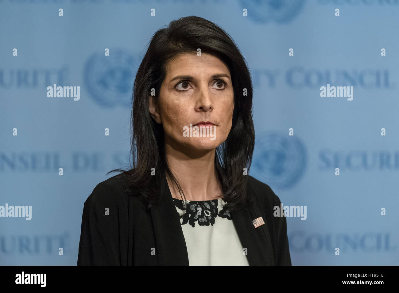 New York, USA. 08th Mar, 2017. US Ambassador to the UN Nikki Haley