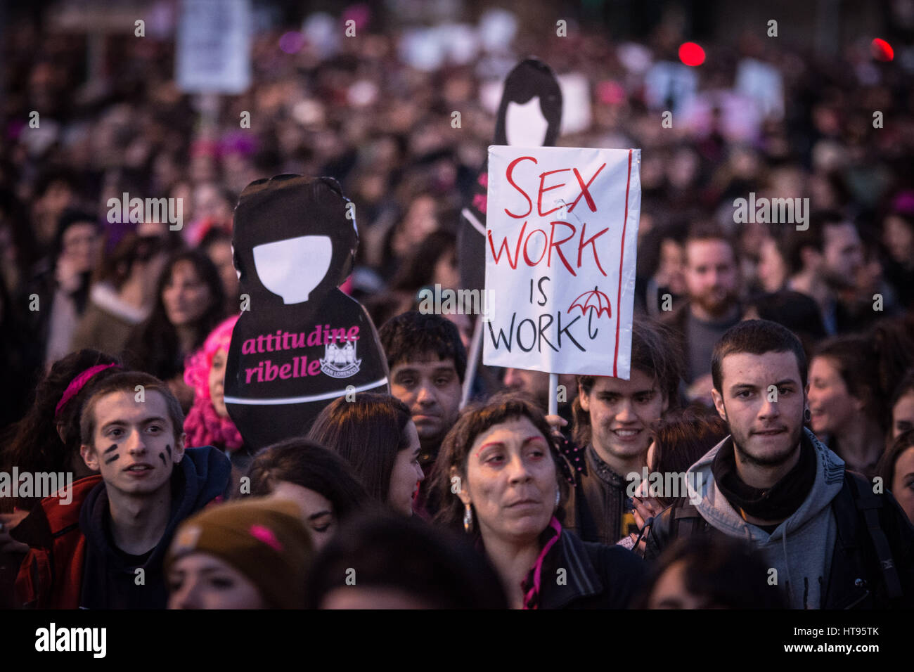 Rome, Italy. 08th Mar, 2017. Demonstration of women for equal rights as ...