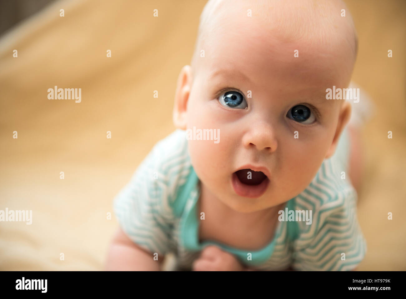 cute dreamly little baby girl portrait Stock Photo