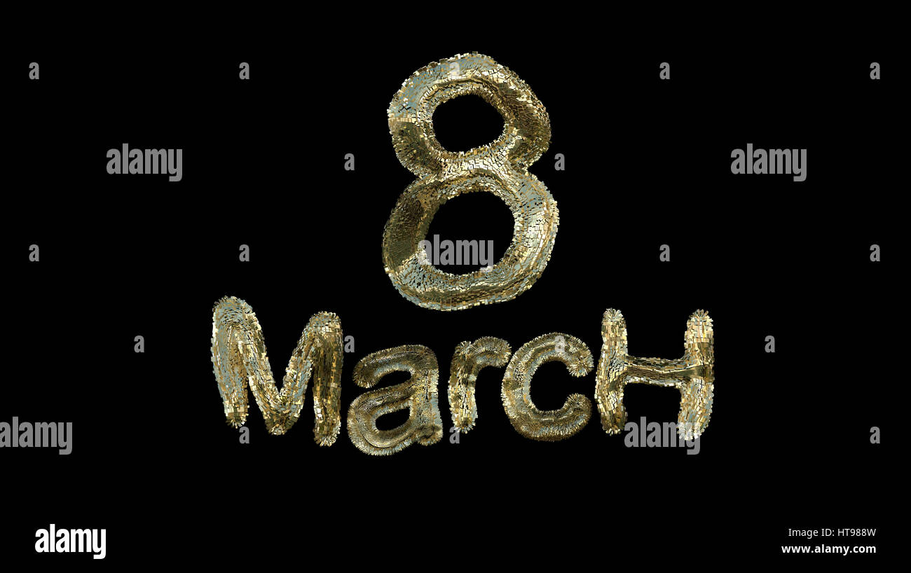 8 March symbol. Figure of eight made of golden city blocks or fur . Can ...