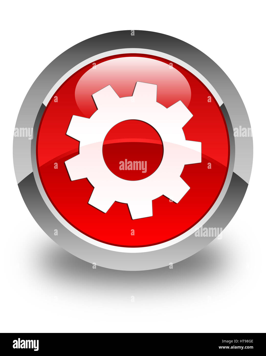 Process icon isolated on glossy red round button abstract illustration Stock Photo