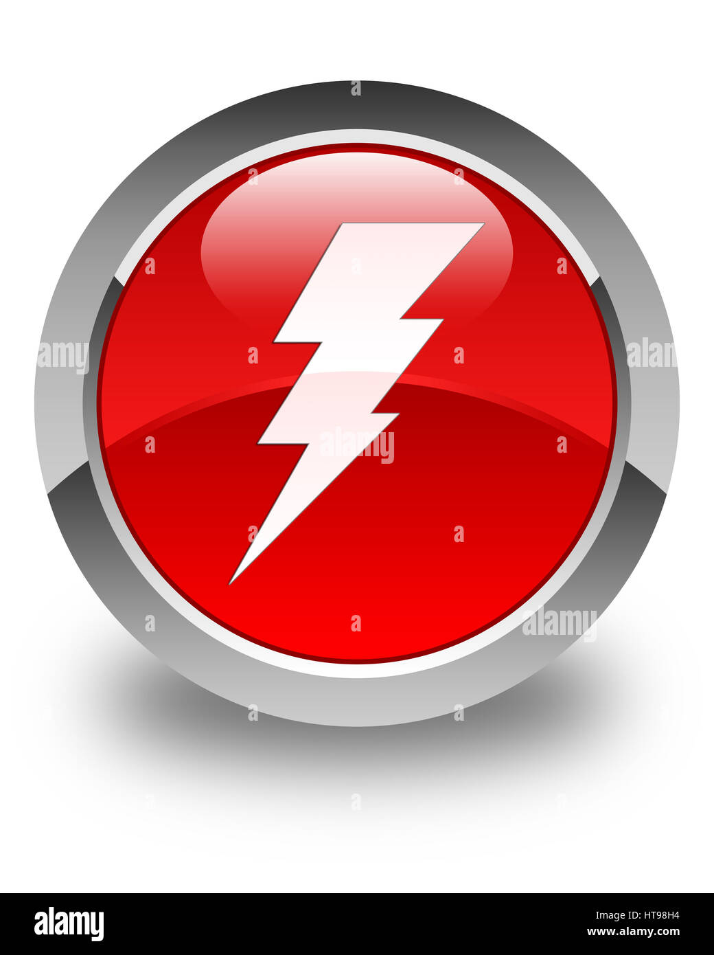 Electricity icon isolated on glossy red round button abstract illustration Stock Photo