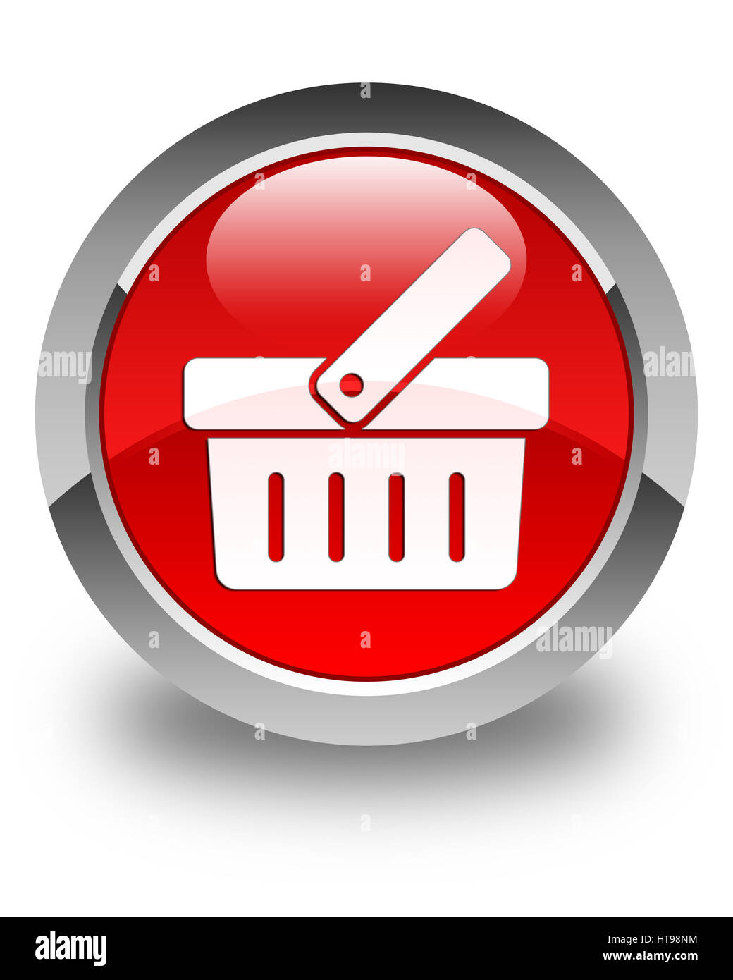 Shopping cart icon isolated on glossy red round button abstract ...