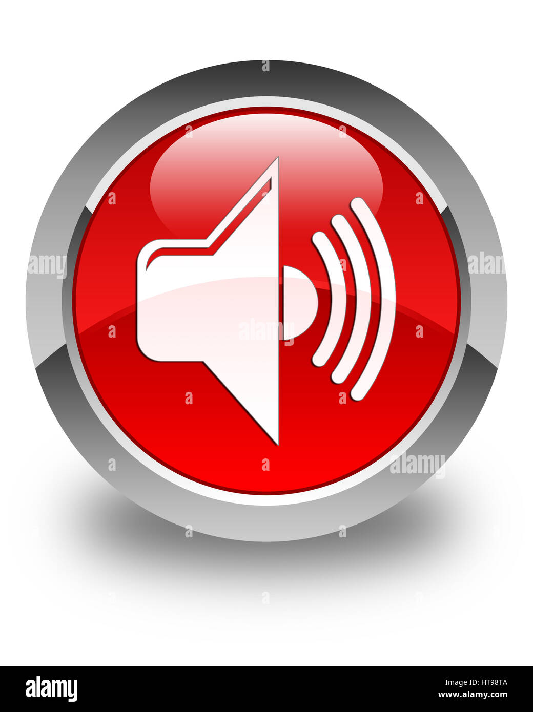 Volume icon isolated on glossy red round button abstract illustration ...