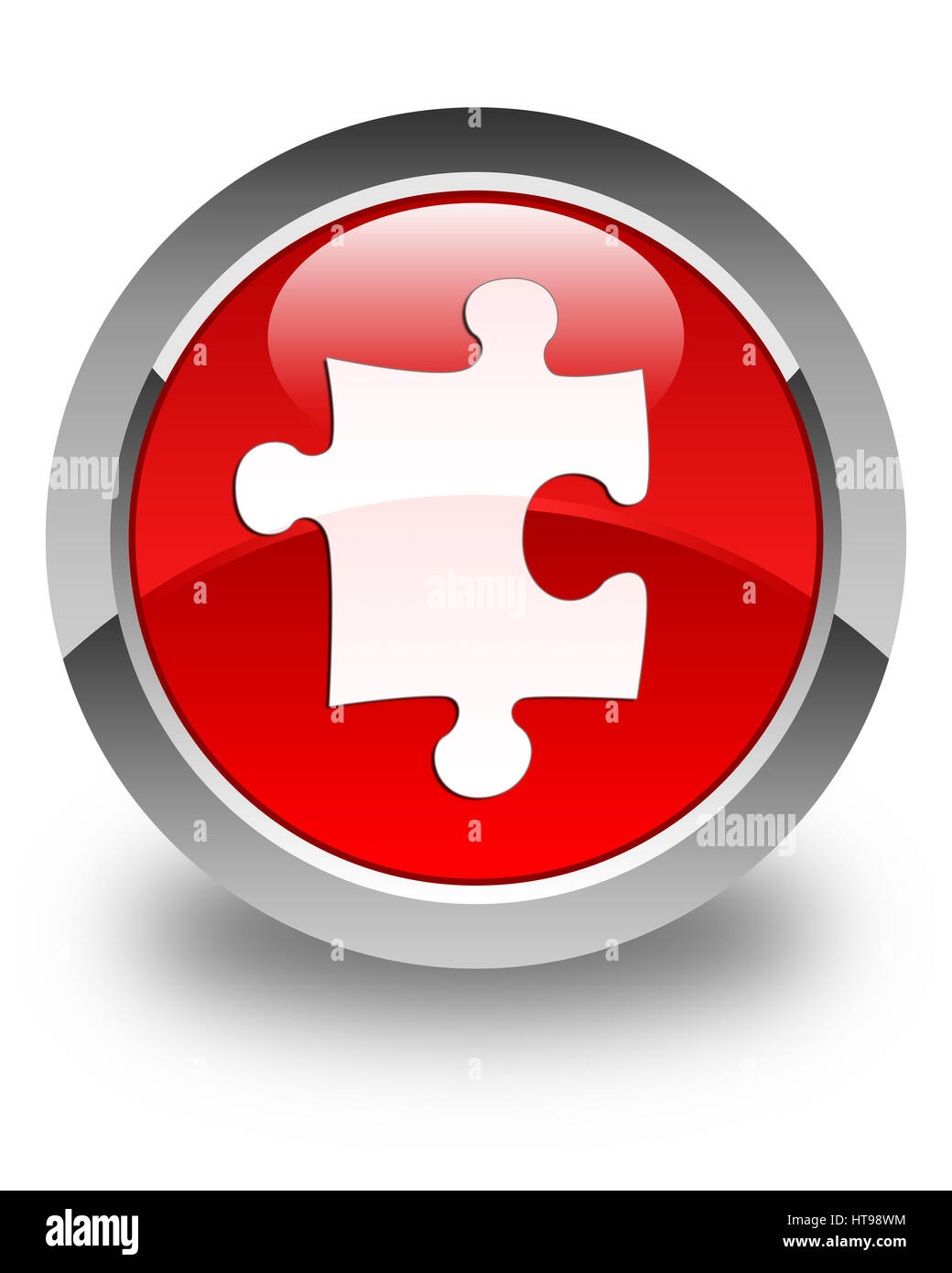 Puzzle icon isolated on glossy red round button abstract illustration ...