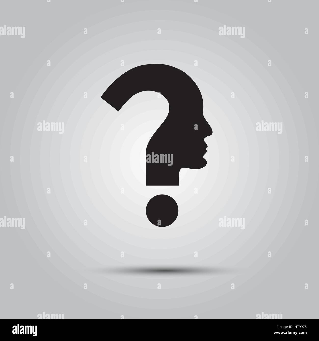 Human face with question mark. Illustration on white Stock Vector