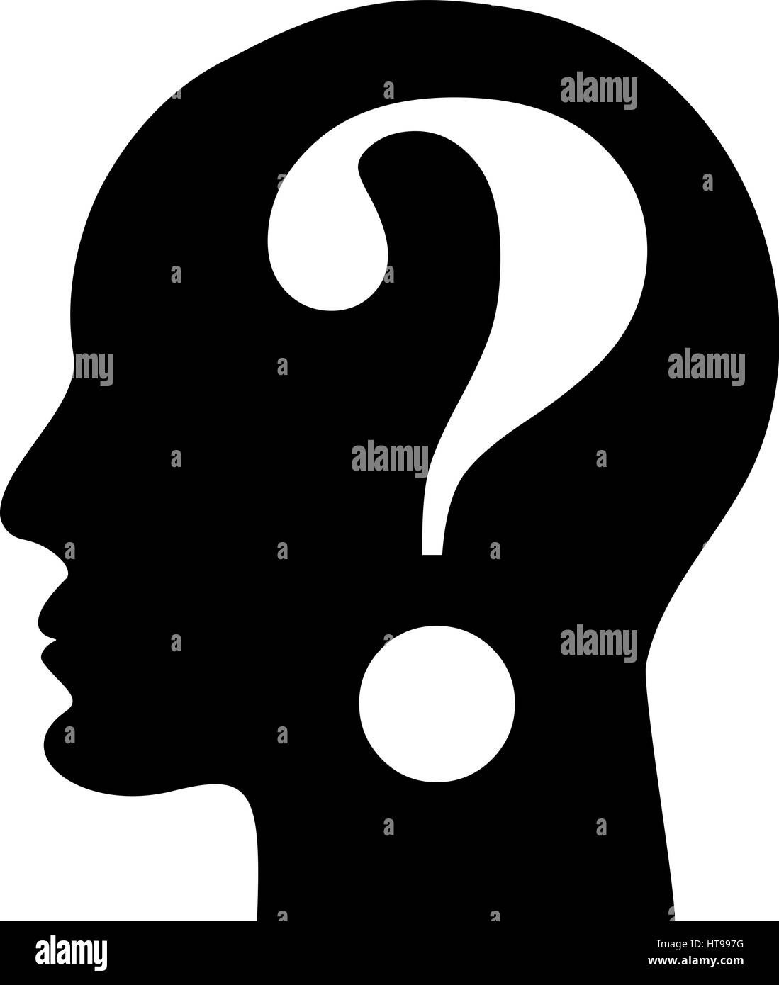 Human head with question mark symbol on white Stock Vector