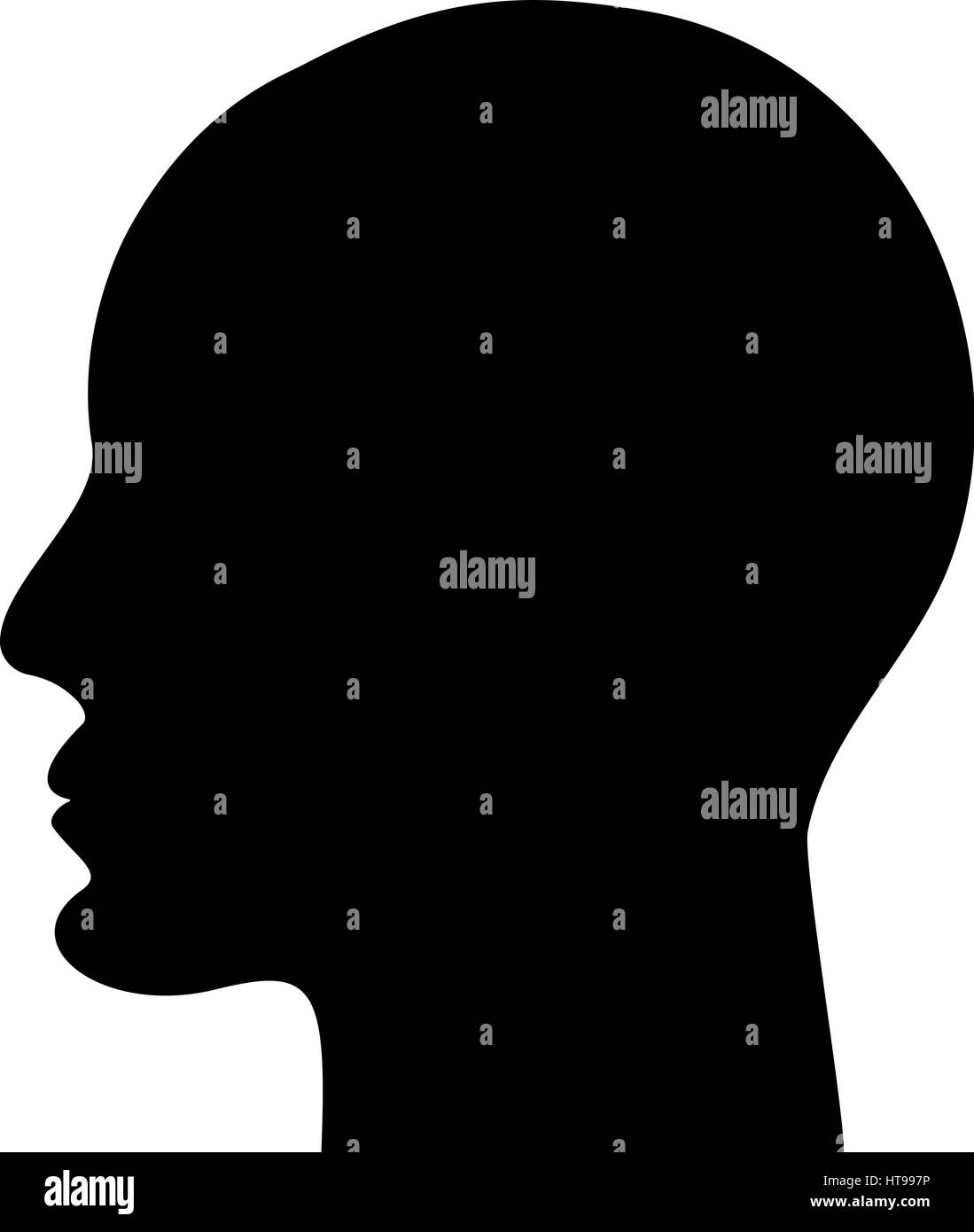 Human head or profile silhouette isolated on white background Stock Vector