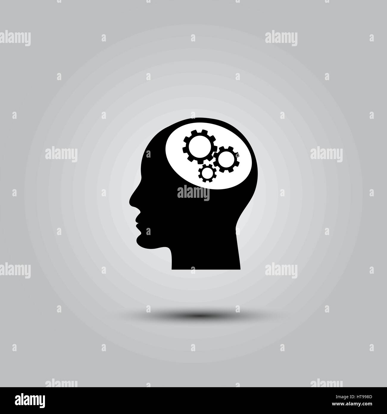 Human head silhouette with set of gears as a brain - idea and innovation concept Stock Vector