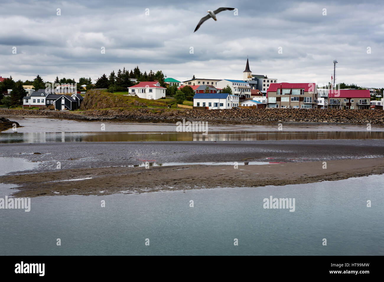 view of Borgarnes fishing town, Iceland Stock Photo