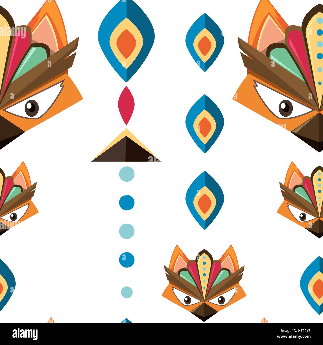 Seamless background design with animal masks illustration Stock Vector