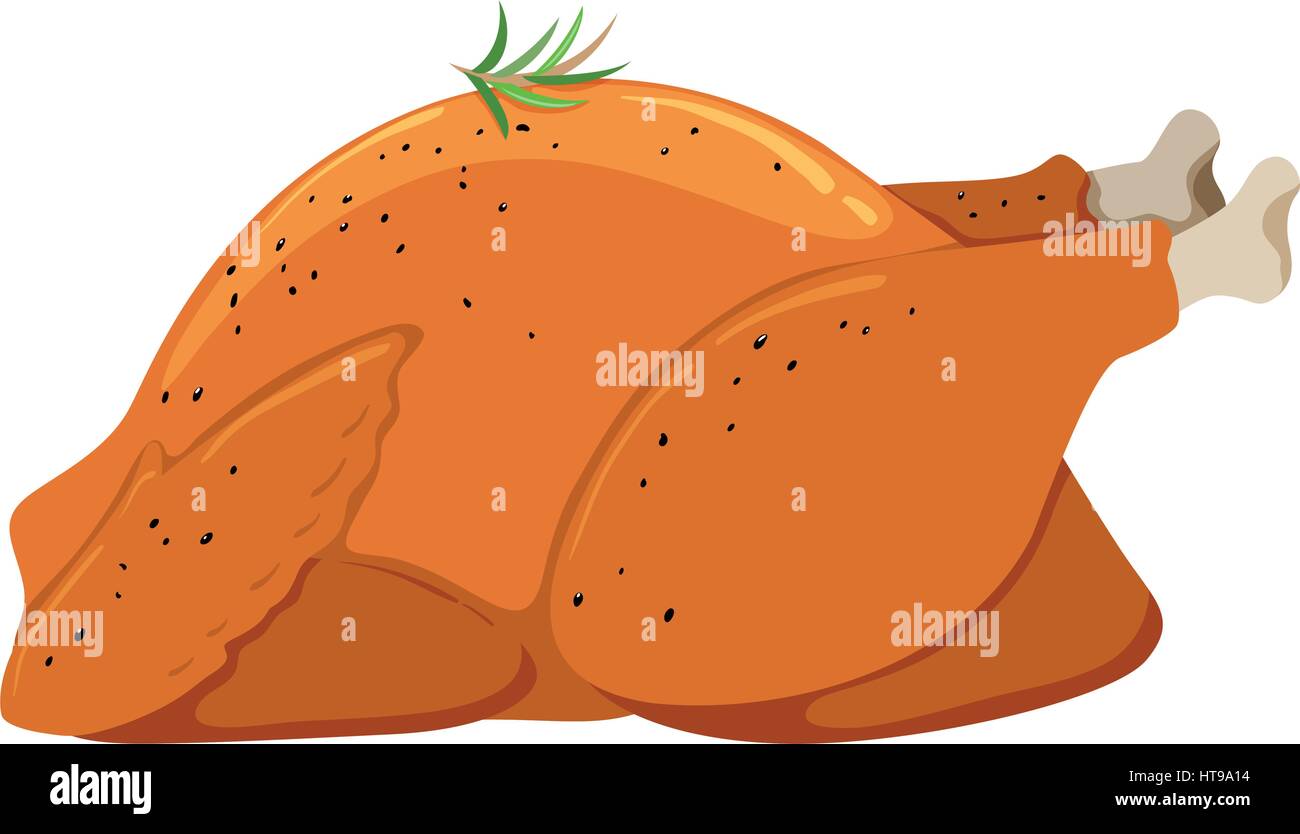 Roast chicken on white background illustration Stock Vector Image & Art