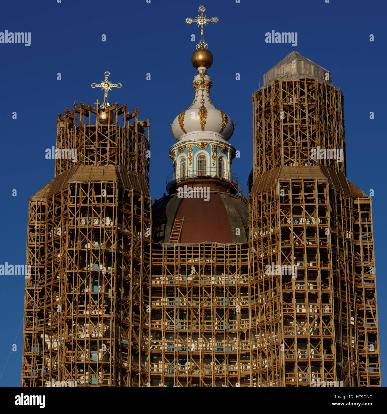 Smolny  Cathedral during restoration Stock Photo