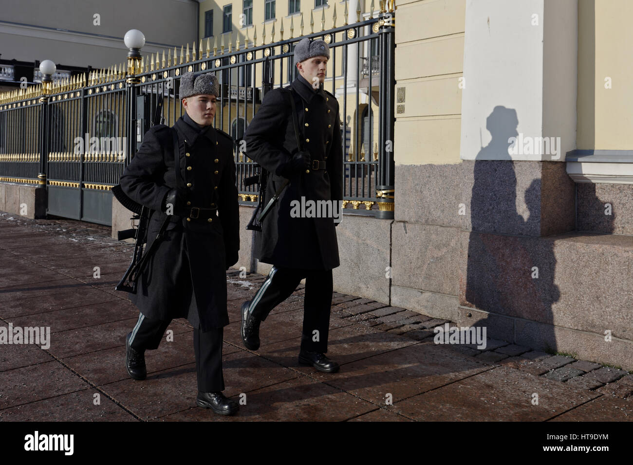 Guards at the Office of the President of Republic of Finland in Helsinki Stock Photo