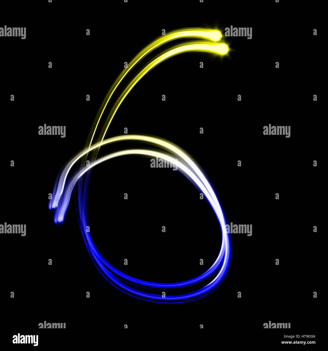 Six - Created by light colorful numbers Stock Photo - Alamy