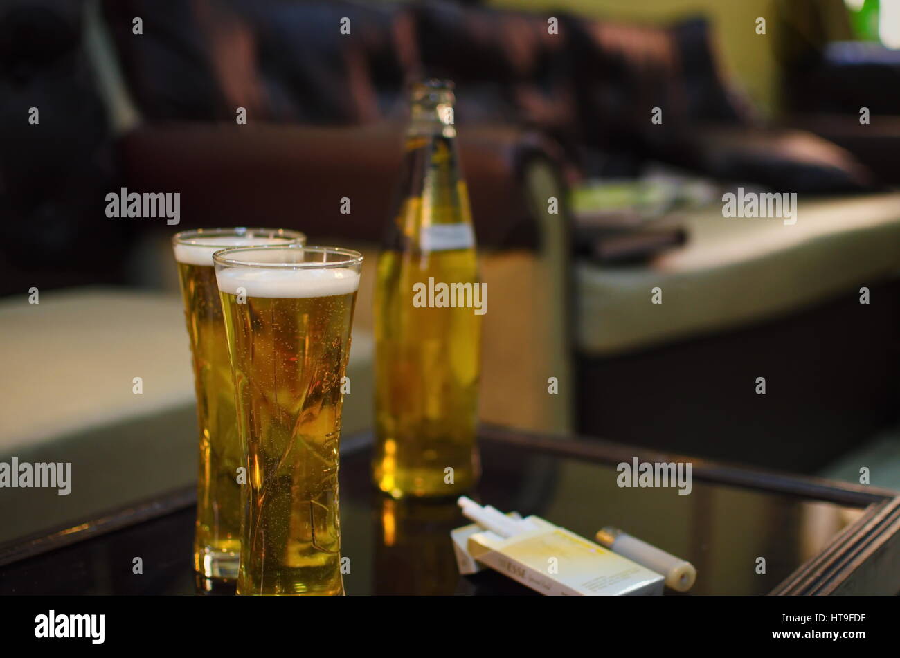 Beer Filled Glasses Stock Photo Alamy
