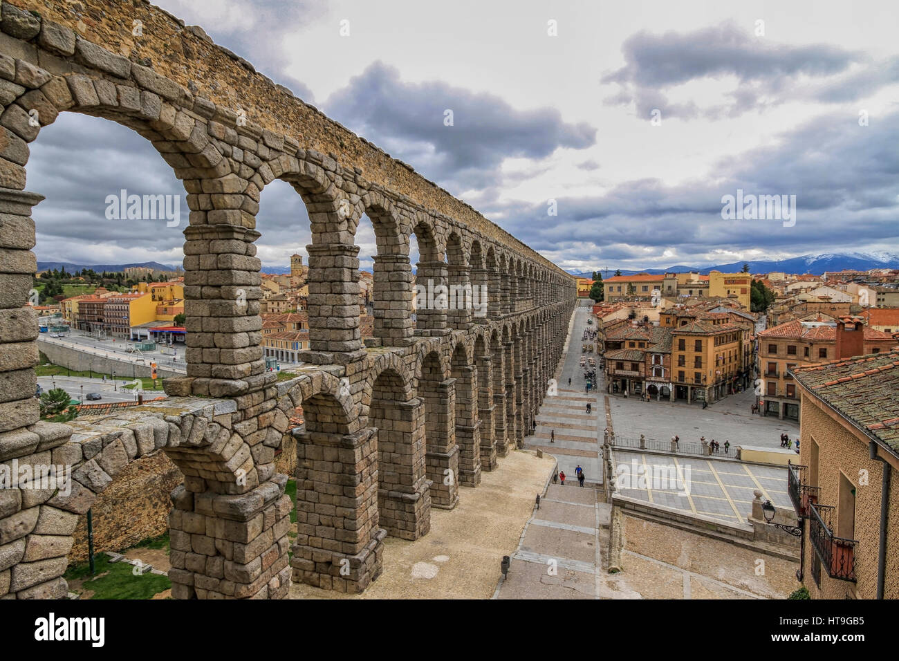 The Roman Aqueduct at Segovia, Spain Stock Photo