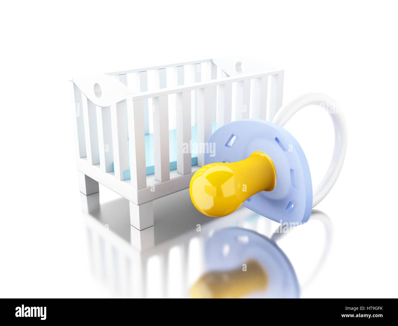 3D illustration. Crib with pacifier. Baby concept. Isolated white ...